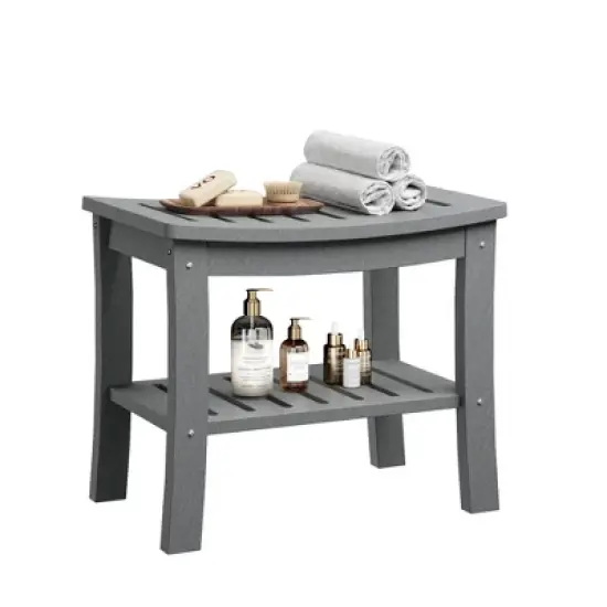 HDPE Shower Bench with Storage Shelf,Waterproof Shower Seat Stool Chair for Bathroom Bathtub,Non-Slip Spa Stool,Indoor Outdoor Use,Space-Saving image {7}