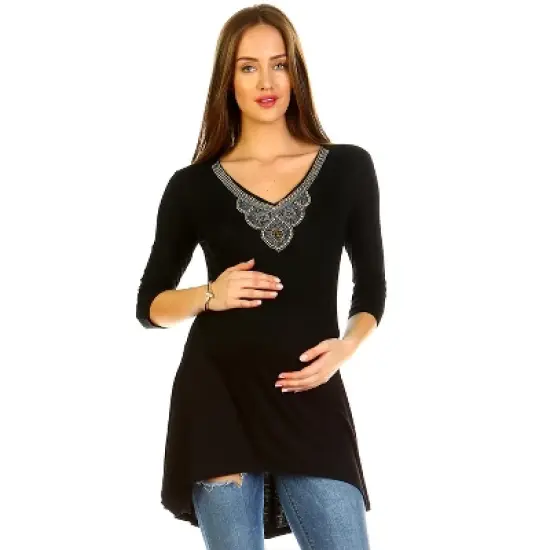 Maternity Calla Embellished Tunic Top - White Mark image {4}