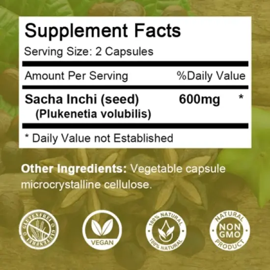 Alliwise Sacha Inchi Oil 600mg Rich Source of Omega 3, 6 and 9 and Antioxidants, Improve Skin & Hair Health, 120 Ct image {1}