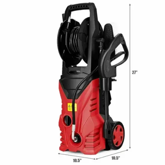 Costway 2030PSI Electric Pressure Washer Cleaner 1.7 GPM 1800W with Hose Reel Red image {1}