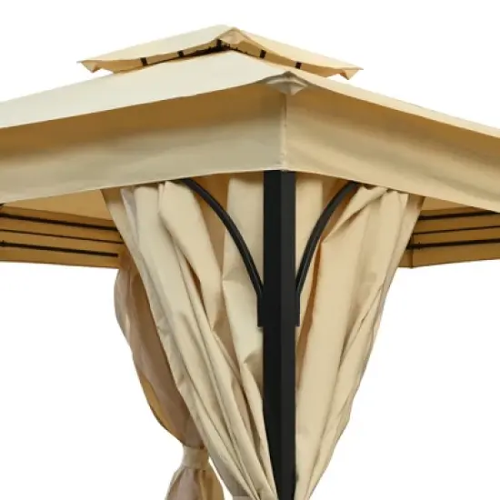 Whisen 10x12 Outdoor Gazebo Tent with Double Roofs, Patio Gazebo with Mosquito Netting and Privacy Screens image {12}