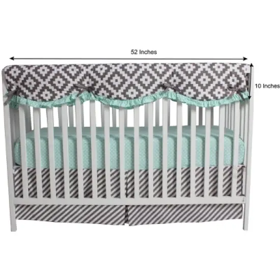 Bacati - Love Gray/Mint Long Side Crib Rail Guard Cover image {6}