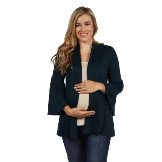 24seven Comfort Apparel Bell Sleeve Flared Open Front Maternity Cardigan image {5}