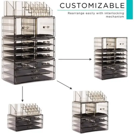 Sorbus X-Large Makeup Organizer Case - 4 Piece Set (12 Drawers) image {4}