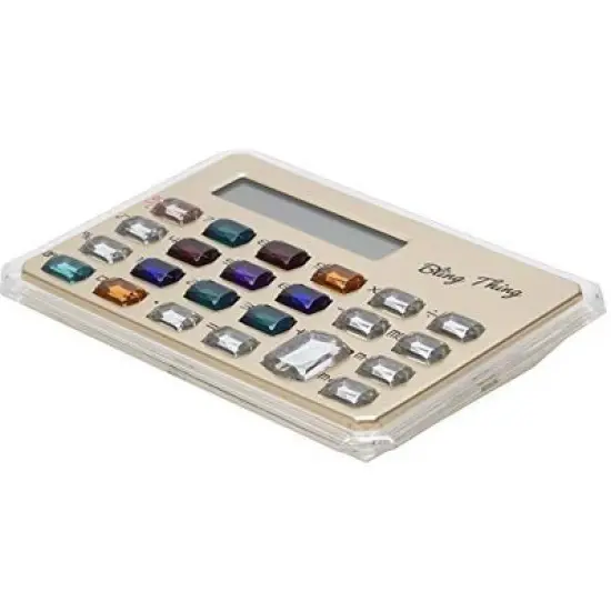 Gemstone Pocket Calculator | Gold | Compact | Cute Fun Charming | Large Colorful Crystal Bling Buttons image {4}