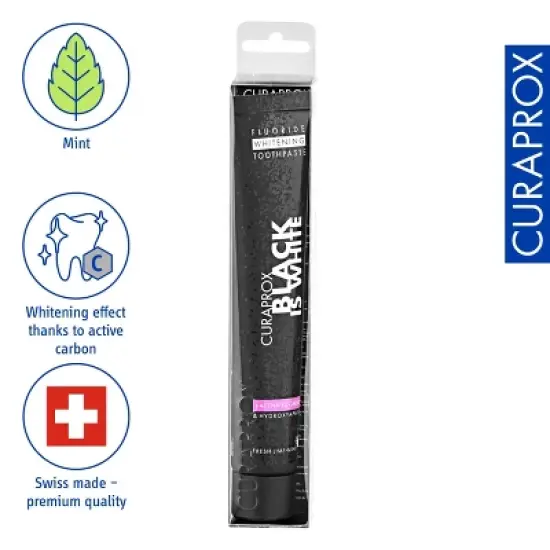 Curaprox Black Is White Toothpaste, 90 ml, Activated Carbon for Gentle Daily Whitening image {1}