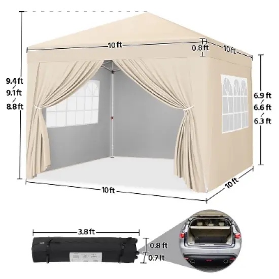 Yaheetech 10x10ft Pop-up Canopy with Sandbags and Wheeled Carry Bag image {2}
