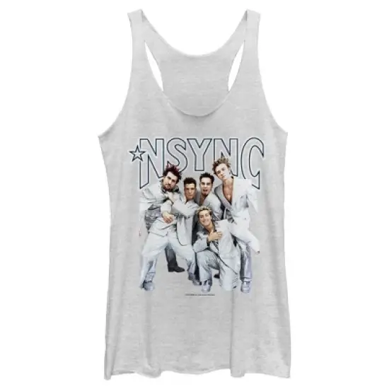 Women's NSYNC Iconic White Suits Racerback Tank Top image {4}