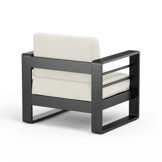 Outdoor Club Chair with Aluminum Frame and Beige Cushions, Modern Lounge Seating for Patio or Balcony-Maison Boucle image {4}