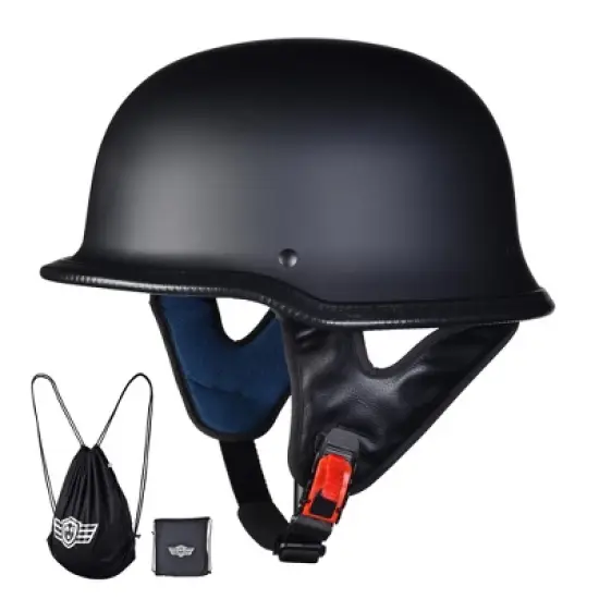 AHR RUN-G DOT German Style Motorcycle Half Helmet Open Face Cruiser Chopper Biker Skull Cap Helmet S/M/L/XL image {2}