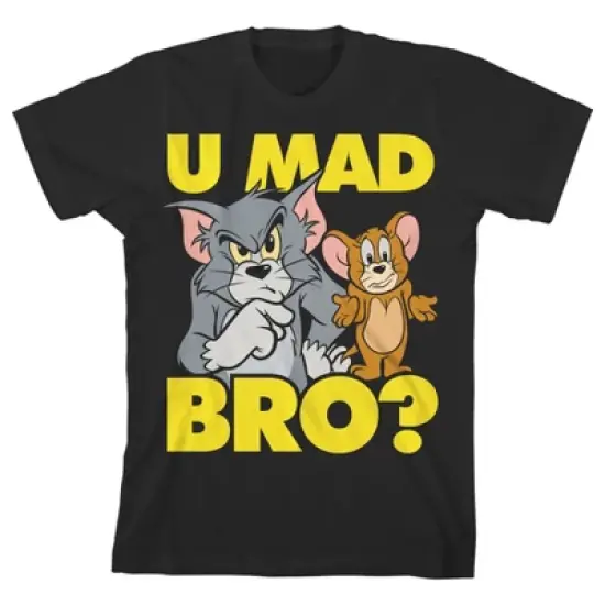 Tom & Jerry "U Mad Bro?" Black Graphic Tee Toddler Boy to Youth Boy image {3}