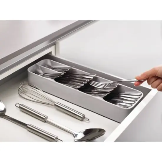 Joseph Joseph DrawerStore Compact Cutlery Organizer- Gray: In-Drawer Flatware Storage with Multiple Compartments image {4}
