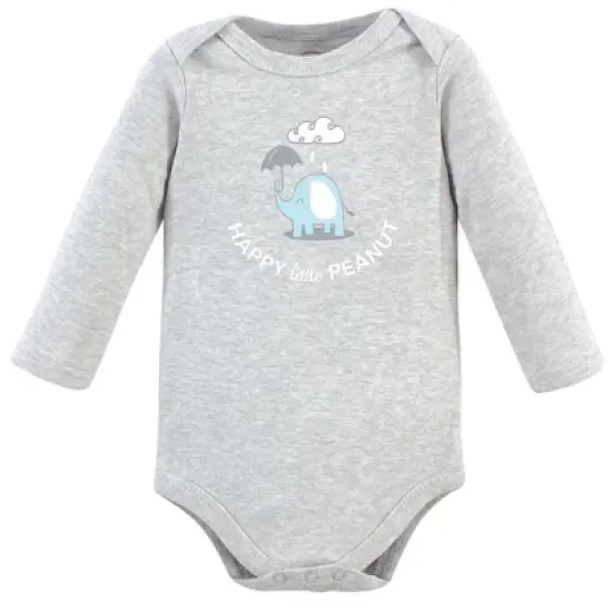 Luvable Friends Baby Boy Cotton Long-Sleeve Bodysuits 5pk, Boy Basic Elephant image {5}