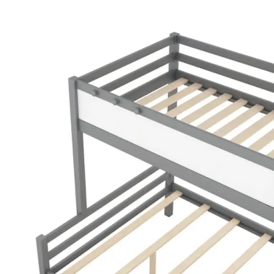 Twin over Full Bunk Bed with Whiteboard, 3 Hooks and 2 Drawers-ModernLuxe image {9}