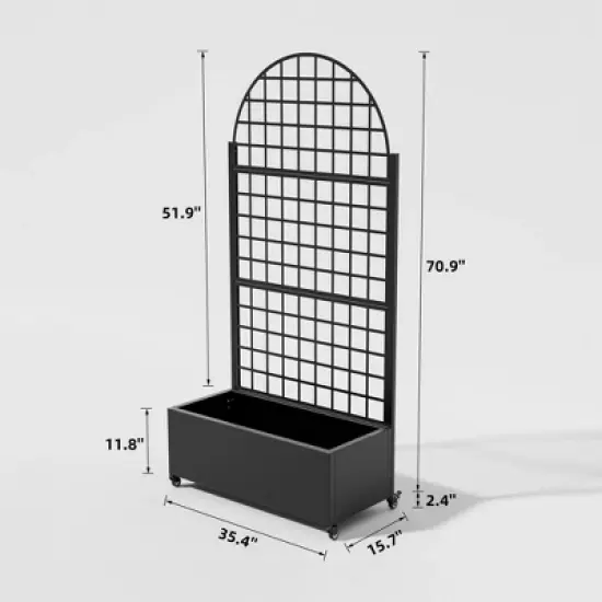 PexFix 71" x 35.4" Tall Wrought Iron Garden Arched Trellis with Planter Box Black Outdoor Plant Support for Climbing Flowers Vines Patio Yard Decor image {11}