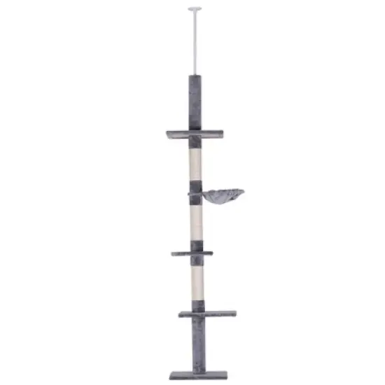 PawHut 9' Adjustable Height Floor-To-Ceiling Vertical Cat Tree image {3}