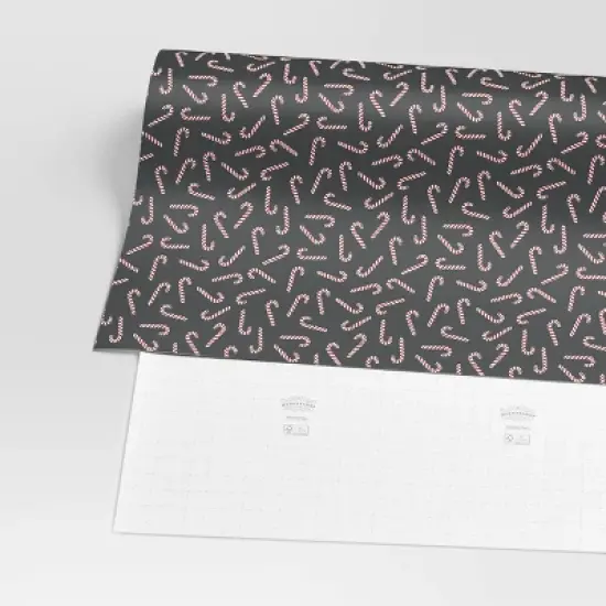 40" 220 sq ft Christmas Roll Wrap Candy Canes on Black - Wondershop&trade; image {2}