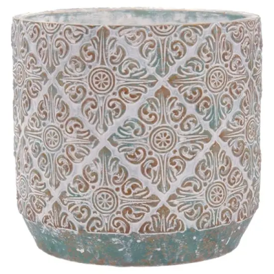 Inspirella 6.3 Inch Timeless Colorful Hand Painted Glazed Ceramic Round Indoor Outdoor Succulent Plant Pots with Drainage Holes and Plugs (4 Pack) image {1}