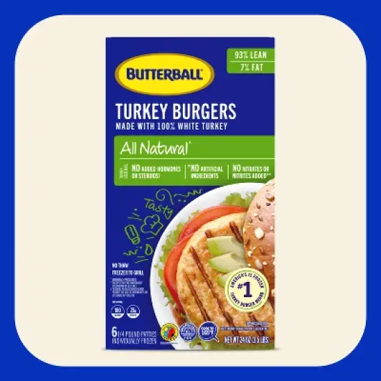 Butterball All White Turkey Burger Patties - Frozen - 24oz/6ct image {7}