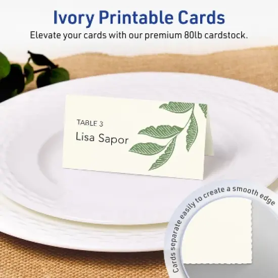 Avery Printable Tent Cards, 2-1/6" x 4", Matte Ivory, 40ct image {1}