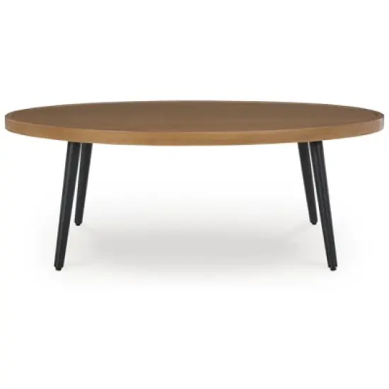 Signature Design by Ashley Horizon Hall Outdoor Coffee Table, Weather-Resistant Aluminum, Two-Tone Brown image {2}