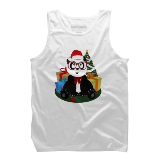 Men's Design By Humans Christmas - Panda Nerd By Adamzworld Tank Top image {6}