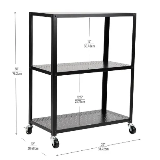 Mind Reader 3-Tier Rolling Cart Microwave Stand Metal image {2}