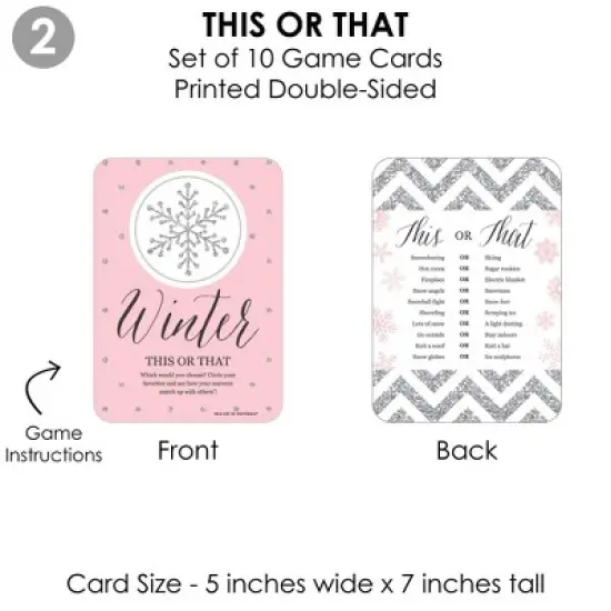 Big Dot of Happiness Pink Winter Wonderland - 4 Holiday Snowflake Birthday Party and Baby Shower Games - 10 Cards Each - Gamerific Bundle image {4}