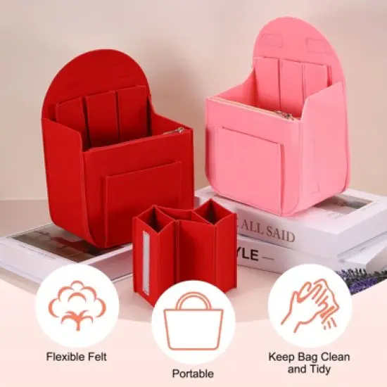 Unique Bargains Protective Lining Makeup Bags and Organizers Encrypted Felt Purse Insert 7.7" x 5" x 11" image {4}