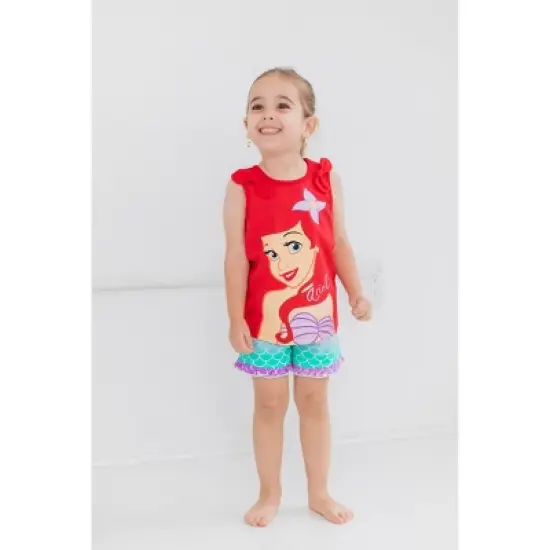Disney Princess Princess Moana Rapunzel Jasmine Belle Girls Tank Top and French Terry Shorts Little Kid to Big Kid image {1}