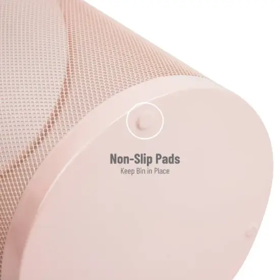 Mind Reader 16.65L Round Waste Paper Basket Metal Mesh Pink image {4}