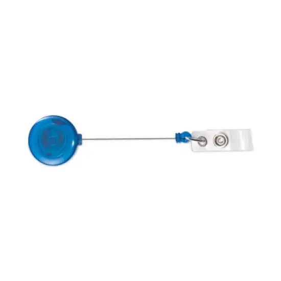 Advantus Translucent Retractable ID Card Reel, 30" Extension, Blue, 12/Pack image {3}