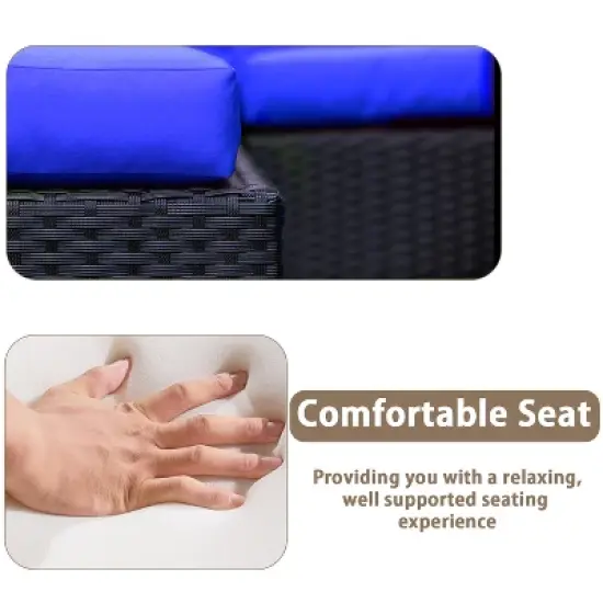 FDW 5 Pieces Patio Furniture Modern Outdoor Sectional Rattan Chair Wicker Conversation Set Sofas with Cushions and Glass-Top Coffee Table image {4}