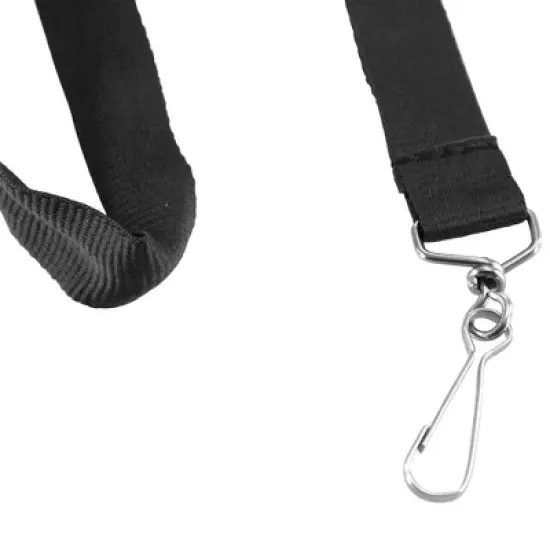 SICURIX Recycled PET Lanyard, Flat Style, J Hook, Black, Pack of 12 image {4}