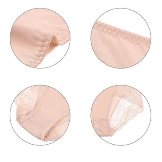 Agnes Orinda Women's Mid-Rise Lace Trim Brief Seamless Underwear image {3}