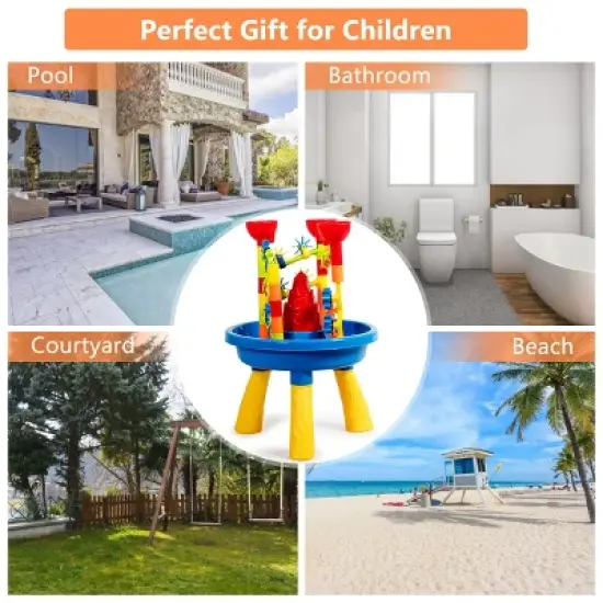 Costway 2 in 1 Sand and Water Table Activity Play Center Kids Splash Pond Beach Toy Set image {3}