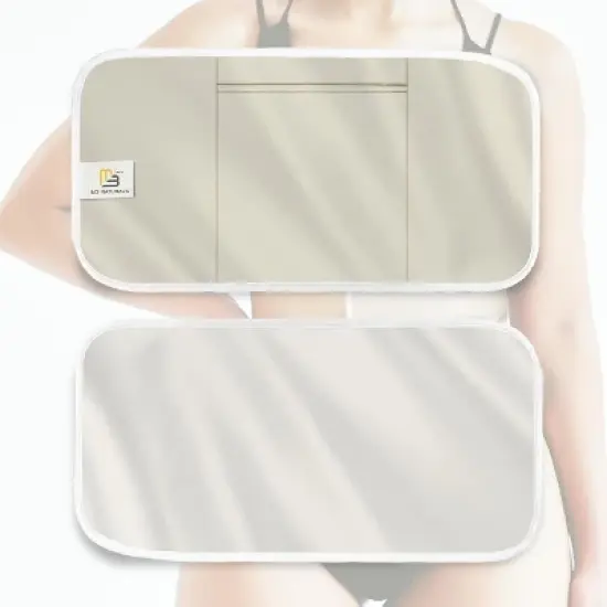 Castor Oil Wrap, Reusable Adjustable Wrap with Durable Lightweight Straps & Anti Leak Outer Layer, Stomach Wrap fot Detox, Beige, M3, 1ct image {3}