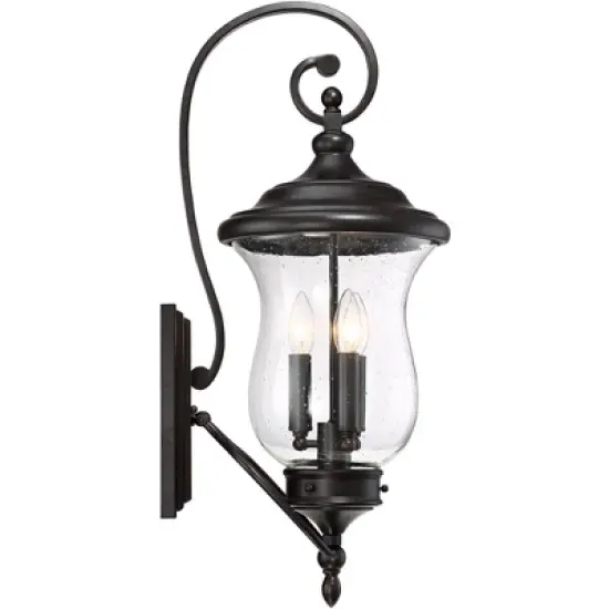 Franklin Iron Works Carriage Outdoor Wall Light Fixture Bronze LED 26 3/4" Clear Seedy Glass for Post Exterior Barn Deck House Porch Yard Posts Patio image {7}