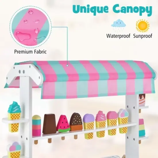 Costway Kid's Ice Cream Cart Food Trunk Play Toy Set with Display Rack & Accessories image {6}