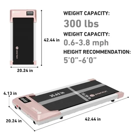 DeerRun 2 in 1 Under Desk WalkTreadmill, 2.5HP Low Noise Walking Pad Running Jogging Machine with Remote Control for Home Office image {4}