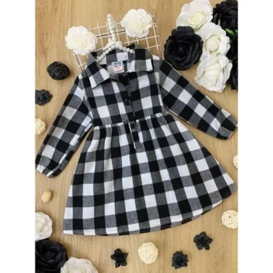 Girls Plaid Fabulous Collared Dress - Mia Belle Girls image {3}