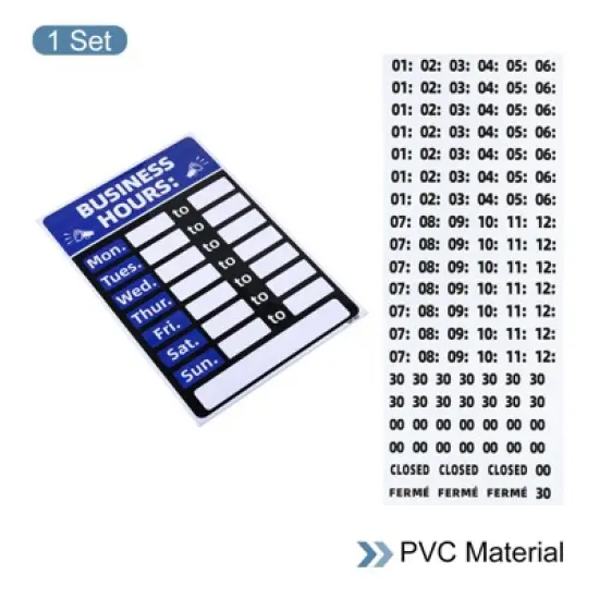 Unique Bargains PVC Changeable Waterproof Store Shop Business Hour Sign 1 Set image {2}