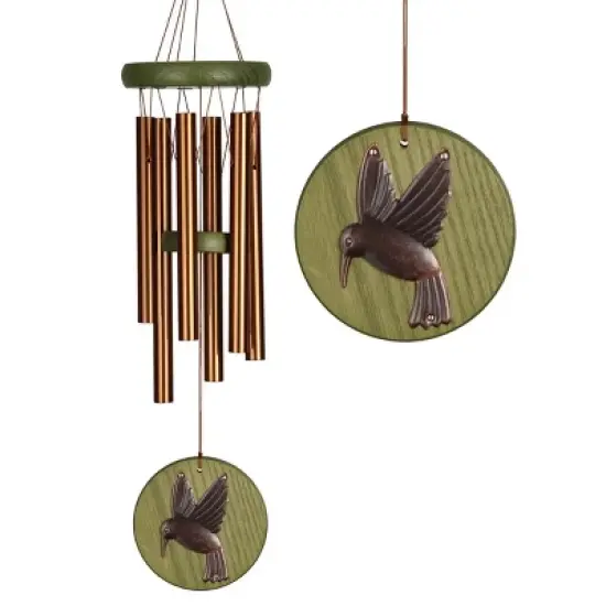 Woodstock Wind Chimes Signature Collection, Woodstock Habitats Chime, 17'' Green Hummingbird Wind Chime HCGH image {2}