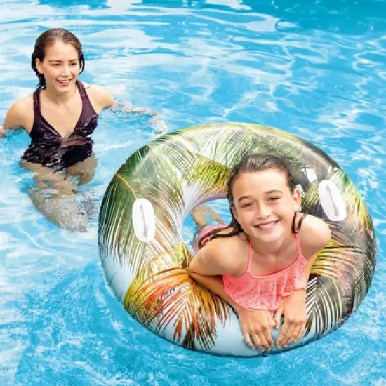 Intex 58263EP Groovy Color Inflatable Tropical Flower Transparent Tube Raft image {4}