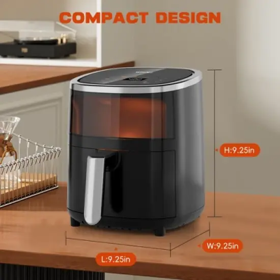 WHALL Air Fryer, 4QT Touchscreen Air Fryers with View Window, Air Fry, Bake, Broil, Dehydrate, Roast, Reheat, 12 Presets, Less Oil image {8}