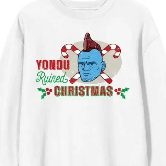 Guardians Of The Galaxy Holiday Special Yondu Ruined Christmas Crew Neck Long Sleeve White Unisex Adult Tee image {1}