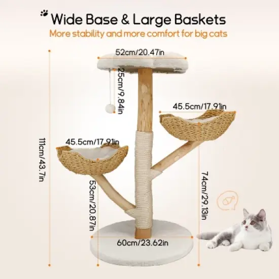 Artloge 2/3Tiers Wooden Cat Climbing Tree Indoor Cat Tree Activity Tower Cozy Kitten Play House with Plush Cushion & Sisal Scratch Post & Dangling Toy image {1}