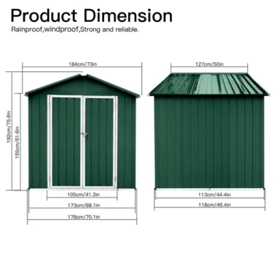 MOEPISY Outdoor storage sheds 4FTx6FT Apex roof Green+White image {5}