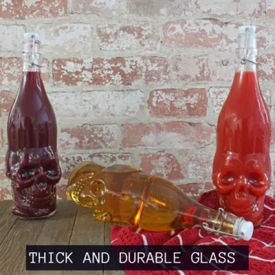 Cornucopia Brands Skull Shaped Liter Bottles; Empty Quart-Size Bottles from Brewing and Bottling and Halloween Decor image {6}