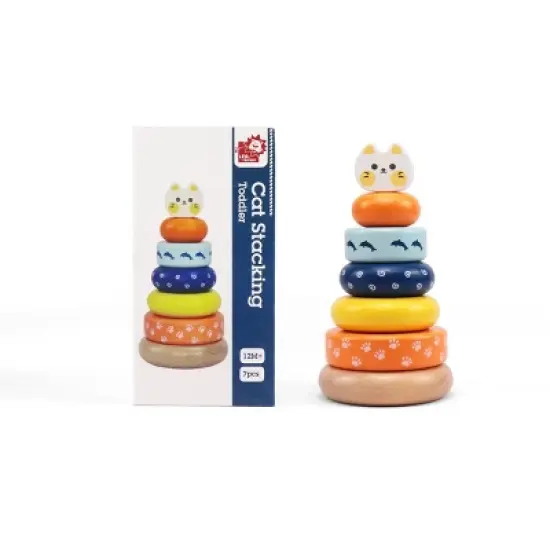 Leo & Friends Cat Stacking Toddler Ring Tower image {2}
